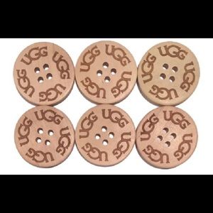 Six UGG Replacement Boots Buttons - Sand/Natural.  Adult Sized.